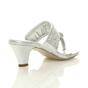 Silver AJVANI Silver Mid Heel Diamante Toe Ring Sandals, Image 4 of 5
