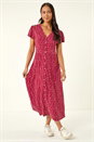 Red Petite Abstract Spot Midi Dress, Image 2 of 5