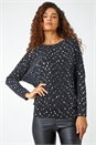 Silver Sequin Detail Blouson Stretch Top , Image 4 of 5