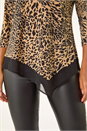 Beige Animal Print Chiffon Asymmetric Hem Top, Image 5 of 5