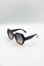 Tortoishell Oversized Rounded Angular Sunglasses, Image 3 of 5
