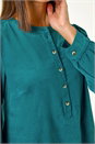 Teal Corduroy Button Detail A-Line Dress, Image 5 of 5