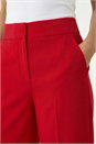 Red Deep Waistband Wide Leg Belted Trouser, Image 5 of 5