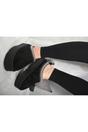 Black iKrush Black Jolene Aztec Detail Low Ankle Platform Slipper Boots, Image 2 of 3