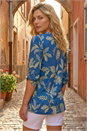 Denim Leaf Print Cotton Blouse, Image 3 of 4
