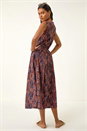 Rust Leaf Print Wrap Midi Dress, Image 3 of 5