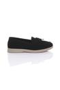 Black AJVANI Black Flat Slip On Smart Loafers, Image 2 of 4