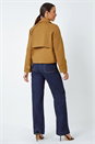 Tan Cotton Blend Cropped Stretch Trench Coat, Image 3 of 5