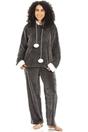 Charcoal Camille Lingerie Charcoal Supersoft Hooded Pyjama Set, Image 1 of 5