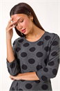 Dark Grey A-Line Spot Print Dress, Image 4 of 5