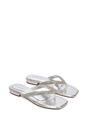 Silver XY LONDON Silver 'Blake' Flat Slip On Diamante Sandals With Thong Strap, Image 5 of 6