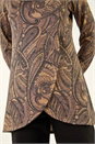 Taupe Paisley Print Cowl Neck Stretch Top, Image 5 of 5