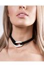 White SVNX White Black Faux Suede Choker Necklace With White Plastic Charm, Image 1 of 4