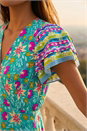 Blue Floral Border Print Maxi Dress, Image 4 of 4
