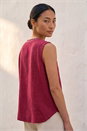Wine Petite V-Neck Trim Detail Top, Image 3 of 4