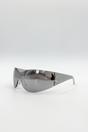 Silver Racer Sunglasses with Star Hinge Detail in Silver, Image 2 of 4