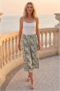 Khaki Classic Floral Print Cropped Trouser, Image 2 of 4
