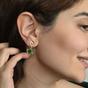 Gold Statement Emerald May Birthstone Hammered Earrings, Image 2 of 4