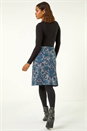 Blue Baroque Floral Stretch Pencil Skirt, Image 2 of 5