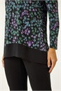 Black Floral Print V-Neck Tunic Top, Image 5 of 5