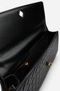 Black Petal Envelope Style Woven Clutch Bag, Image 4 of 8