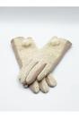 Beige Crochet Gloves With Pom Pom, Image 2 of 6