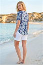 Blue Floral Print Zip Detail Top, Image 3 of 4
