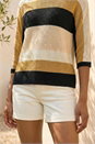 Beige Colour Block Stripe Jumper, Image 4 of 4