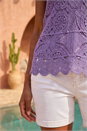 Purple Cotton Crochet Knit Vest Top, Image 4 of 4