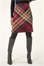 Red Check Print Stretch Pencil Skirt, Image 1 of 5