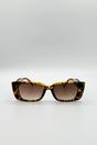 Brown Rectangle Cateye Side Detail Sunglasses In Leopard, Image 2 of 5