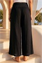 Black Linen Blend Stretch Waist Culottes, Image 3 of 4