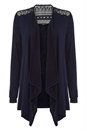 Navy  Lace Yoke Cardigan, Image 4 of 4