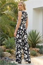 Black Floral Chiffon Belted Jumpsuit, Image 3 of 4