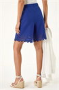 Royal Blue Laser Cut Hem Shorts , Image 3 of 5