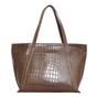 Tan 'AGNES' Croc Embossed Real Leather Designer Tote Bag, Image 4 of 6