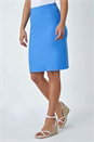 Light Denim Pull On Stretch Elastic Waist Pencil Skirt, Image 4 of 5