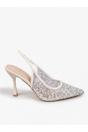 White iKrush White Cordelia Embellished Mesh Pointed Toe Heels, Image 2 of 8
