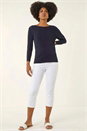 Navy  Scalloped Neck Knit Jumper, Image 2 of 5