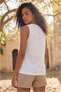 Ivory  Cotton Broderie Hem Top, Image 2 of 4