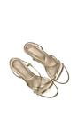 Gold XY LONDON Gold 'Kayla' Slip On Strappy Slingback Kitten Heeled Sandals, Image 6 of 6