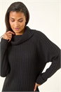 Black Roll Neck Knitted Jumper Dress, Image 1 of 5