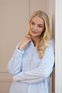 Light Blue Camille Lingerie Light Blue Supersoft Diamond Print Zip Up Housecoat, Image 4 of 5
