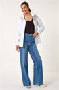 White Buttoned Stretch Safari Jacket, Image 2 of 7