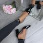 Black AJVANI Black Mid Block Heel Ankle Strap 2 Part Heels, Image 5 of 6