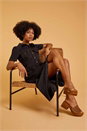 Black Denim Midi Shirt Dress, Image 2 of 6