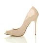 Natural High Heel Peep Toe Patent Court Shoes, Image 3 of 8