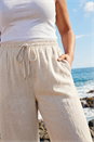 Stone Curve Linen Blend Cropped Trousers, Image 4 of 4