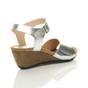 Silver Low Wedge Heel Buckle Sandals, Image 4 of 7