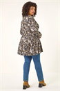 Black Curve Floral Woven Tunic Top, Image 3 of 5
